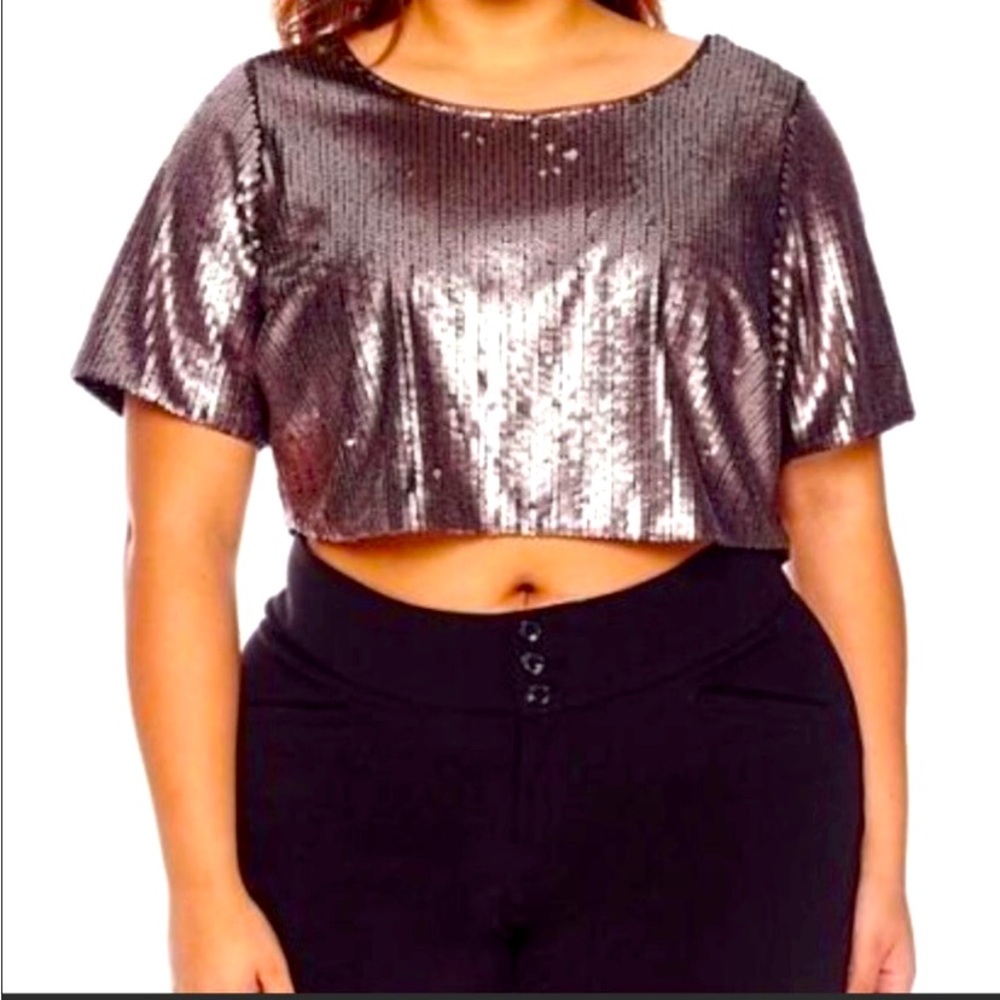 NWT Rose Colored Plus Size Sequin Crop Top